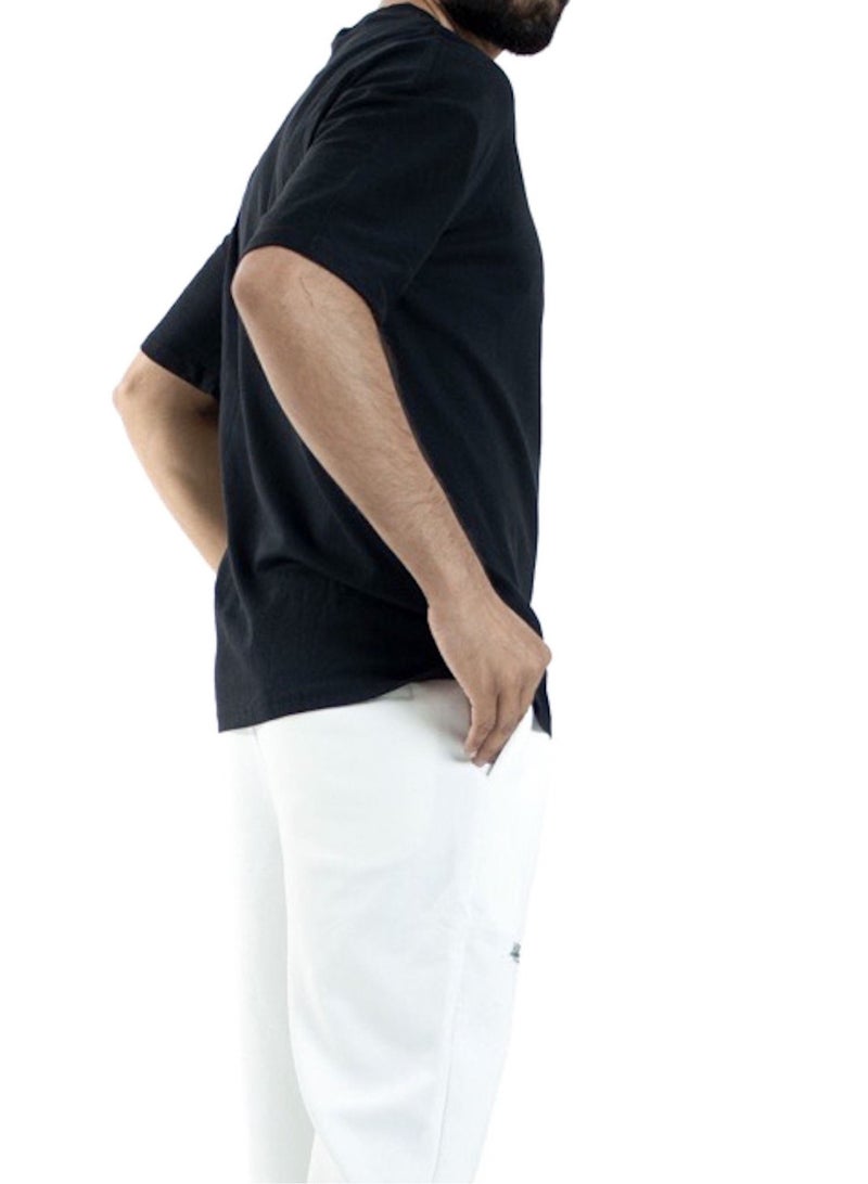 ياز تي شيرت قطن ناعم باللون الاسود - Image 2