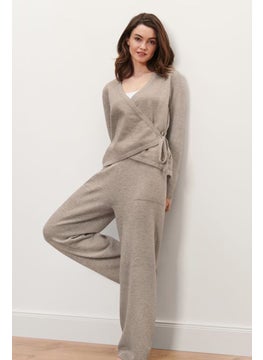 Women Textured Long Sleeve Lounge Jacket, Taupe