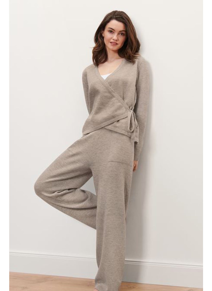 Tchibo - Women Textured Long Sleeve Lounge Jacket, Taupe - Image 1