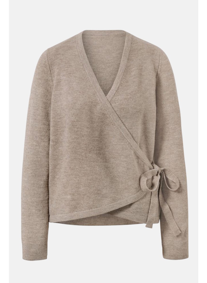 Tchibo - Women Textured Long Sleeve Lounge Jacket, Taupe - Image 1