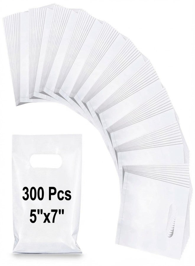 Maitys White 300 Pcs 5"x7" Small Plastic Gift Bags with Handles, Mini Goodie Treat Bag Bulk for Candy, Birthday Graduation Party Favor Merchandise Bags for Small Business - Image 1