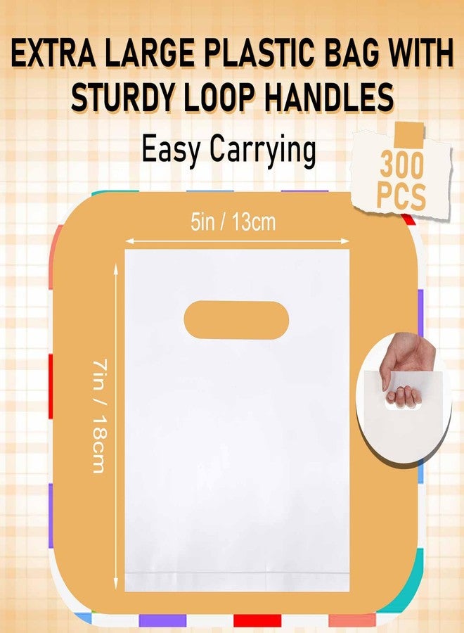 Maitys White 300 Pcs 5"x7" Small Plastic Gift Bags with Handles, Mini Goodie Treat Bag Bulk for Candy, Birthday Graduation Party Favor Merchandise Bags for Small Business - Image 2