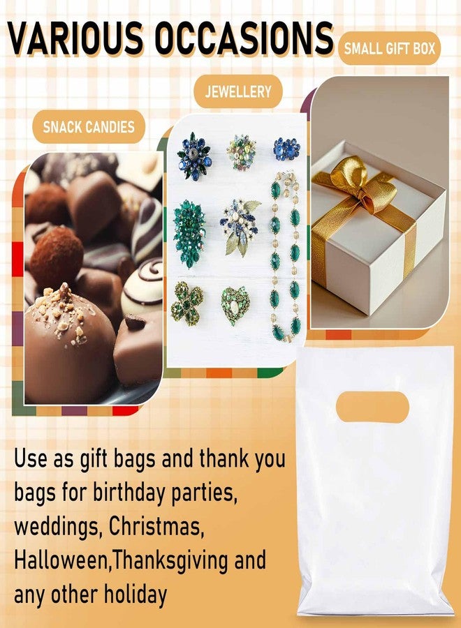 Maitys White 300 Pcs 5"x7" Small Plastic Gift Bags with Handles, Mini Goodie Treat Bag Bulk for Candy, Birthday Graduation Party Favor Merchandise Bags for Small Business - Image 4