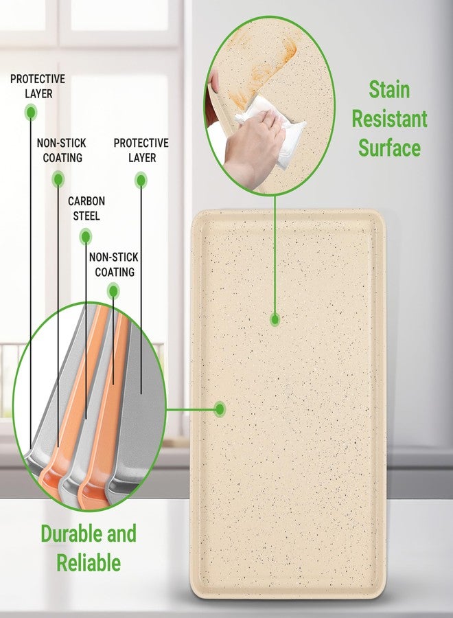 NutriChef 8-Piece Stackable Bakeware Set | Carbon Steel Non-Stick Baking Pan Set | Includes Sheet, Muffin, Round, Loaf, Square Cake & Deep Pans | No PFOA & PFOS | Oven Safe to 450 F (Marble Cream) - Image 3