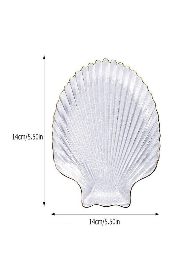 Hemoton Shell Jewelry Dish Sea Shells Jewelry Dish, Seashells Jewelry Tray, Glass Jewelry Tray Ring Display Holder, Trinket Dish for Earrings Necklace Bracelet Organizer Display Sashimi Plates - Image 5