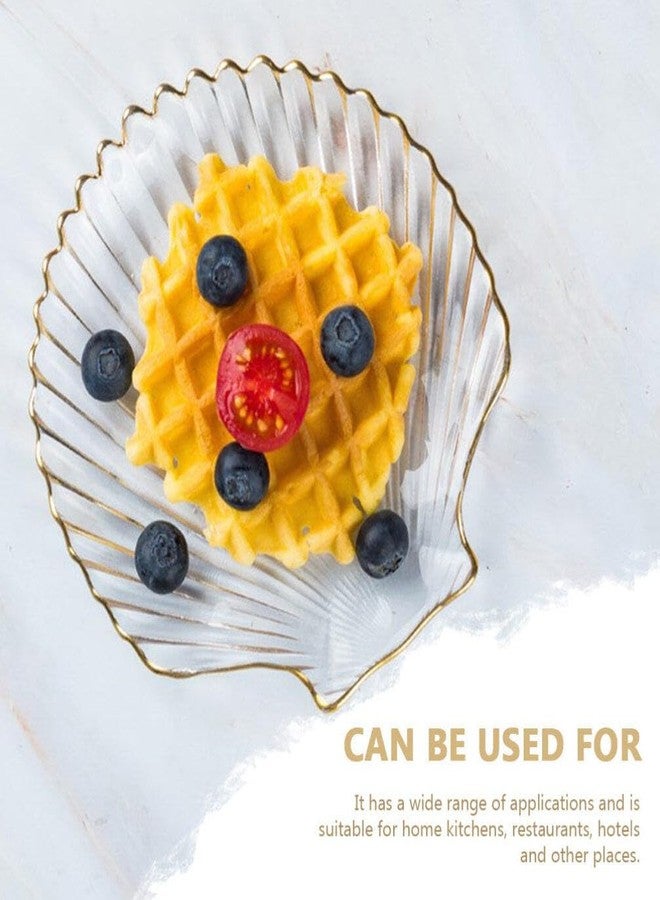 Hemoton Shell Jewelry Dish Sea Shells Jewelry Dish, Seashells Jewelry Tray, Glass Jewelry Tray Ring Display Holder, Trinket Dish for Earrings Necklace Bracelet Organizer Display Sashimi Plates - Image 4