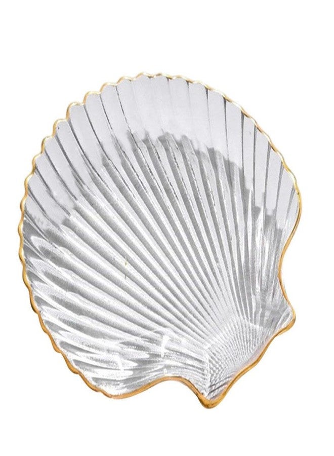 Hemoton Shell Jewelry Dish Sea Shells Jewelry Dish, Seashells Jewelry Tray, Glass Jewelry Tray Ring Display Holder, Trinket Dish for Earrings Necklace Bracelet Organizer Display Sashimi Plates - Image 1