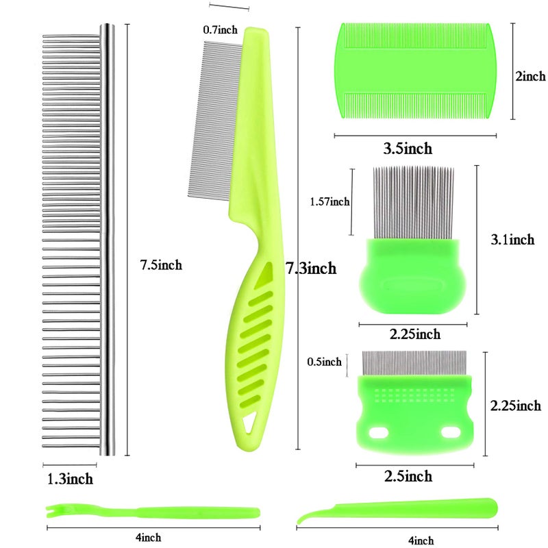 Lamoutor 7Pcs Pet Flea Comb Fine Tooth Comb and Pet Stainless Steel Combs for Dogs Cats Pet - Image 3