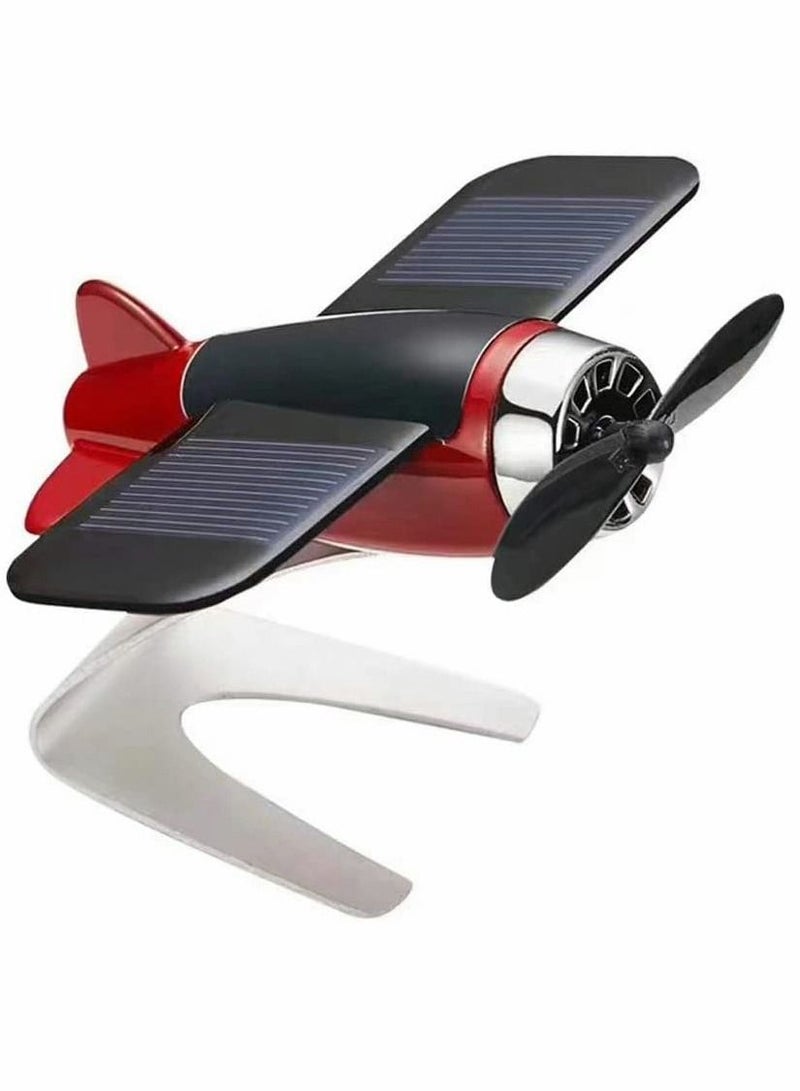 Y&D Aircraft Model, Solar Energy Alloy Rotate, Airplane Ornaments, Essential Oil Diffuser, Metal Handicraft, for Car Office Home Decoration (Red) - Image 2
