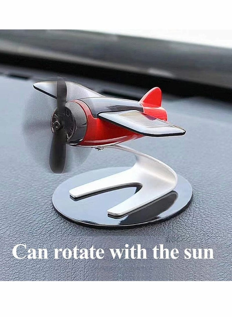 Y&D Aircraft Model, Solar Energy Alloy Rotate, Airplane Ornaments, Essential Oil Diffuser, Metal Handicraft, for Car Office Home Decoration (Red) - Image 3