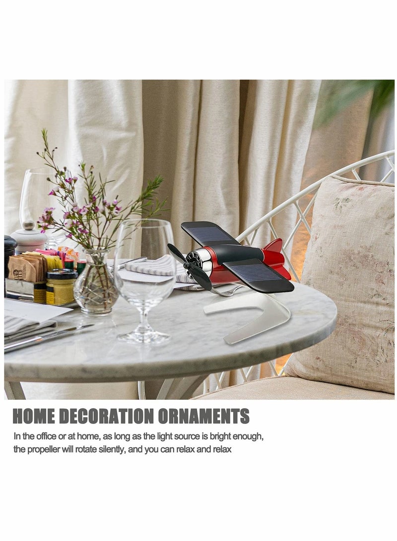 Y&D Aircraft Model, Solar Energy Alloy Rotate, Airplane Ornaments, Essential Oil Diffuser, Metal Handicraft, for Car Office Home Decoration (Red) - Image 4