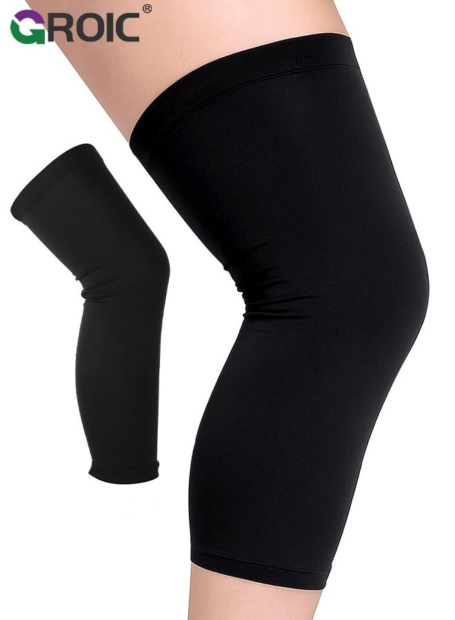 GROIC Compression Leg Compression Sleeve,Knee Braces for Knee Pain,Knee Compression Sleeves, Knee Support for Meniscus Tear, ACL, Arthritis,Full Leg Compression Sleeves,Long Knee Brace Support(Black-L - Image 1