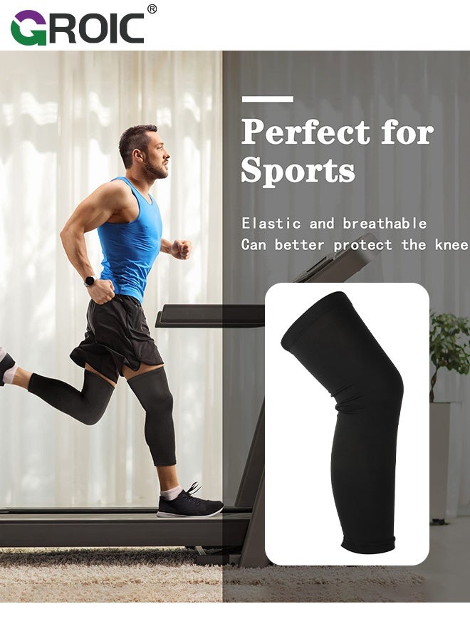 GROIC Compression Leg Compression Sleeve,Knee Braces for Knee Pain,Knee Compression Sleeves, Knee Support for Meniscus Tear, ACL, Arthritis,Full Leg Compression Sleeves,Long Knee Brace Support(Black-L - Image 3