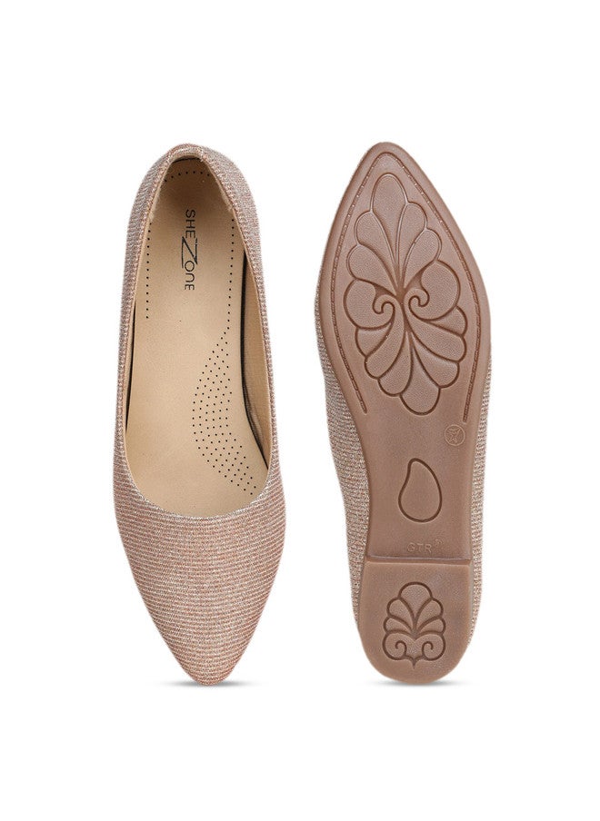 She Zone Rose Gold Ballerinas Flats for Women - Image 5
