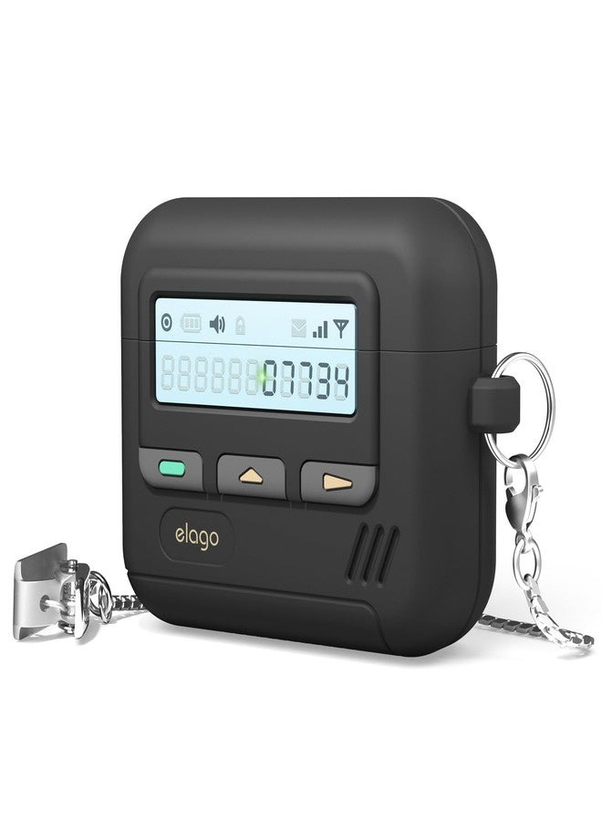 elago Pager Case for AirPods 4 Case Cover, Compatible with AirPods 4th Generation, Chain Strap Included, Shock Resistant, Full Protection, for Men, for Women [Black] - Image 1