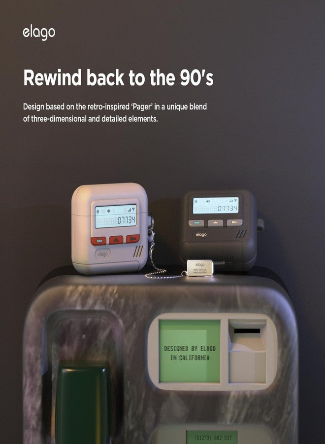 elago Pager Case for AirPods 4 Case Cover, Compatible with AirPods 4th Generation, Chain Strap Included, Shock Resistant, Full Protection, for Men, for Women [Black] - Image 3