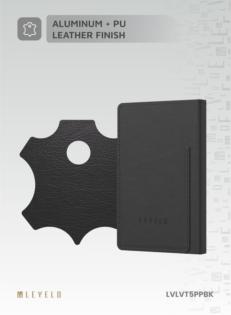 LEVELO 5000 mAh Vermont Portable Power Bank 5000mAh Wallet with Built-In Card Holder & Magnetic Type-C to C Cable Booktype / RFID Protection / Fast Charging Powerbank / LED indicators / 3 Card Pocket / 6 Card Capacity - Black  - Image 5
