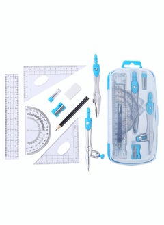 KASTWAVE Math Geometry Kit Sets 10 Piece Student Supplies with Shatterproof Storage Box for Drafting and Drawings  - Image 2