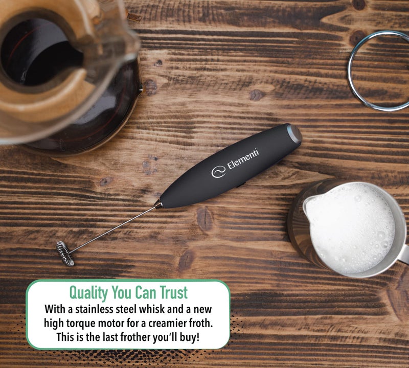 Elementi Milk Frother Wand Drink Mixer with Stand Turbo Milk Coffee Frother Handheld Hand Held Coffee Mixer Wand Cold Foam Maker for Frothy Cappuccinos Lattes Drink Mixes at Home Black - Image 4