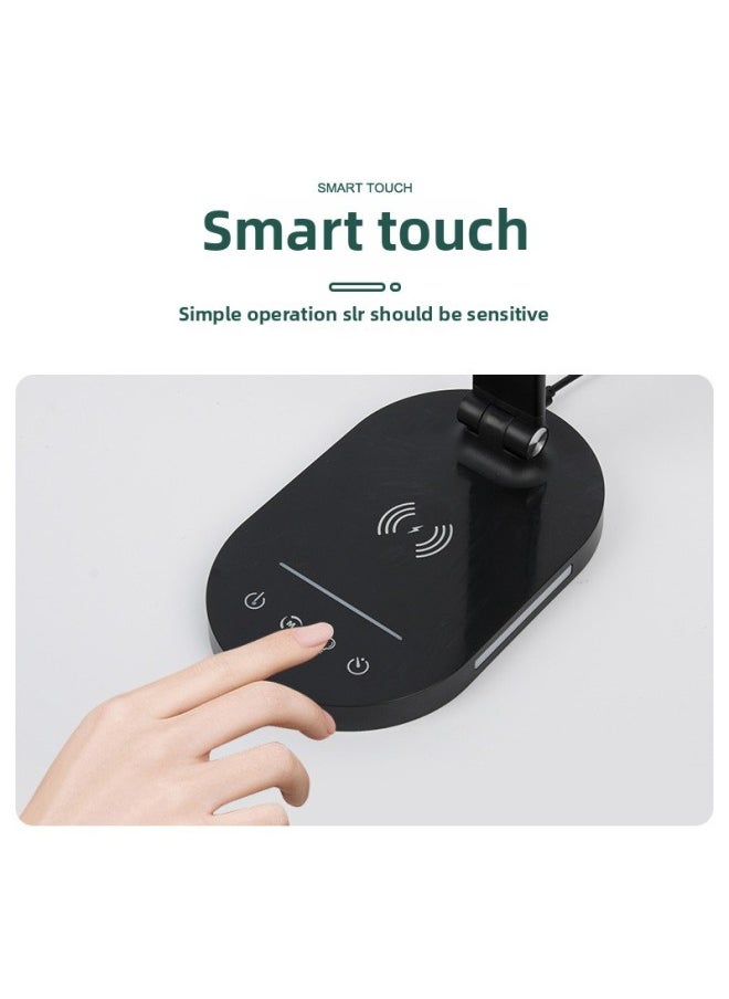 Generic Manufacturers Supply Home Touch Smart Desk Lamp Bedside Lamp Student Dormitory Usb Learning Special-Specifications:Black 5W Wireless Charging (sliding Light Tracking Belt Adapter)  - Image 1