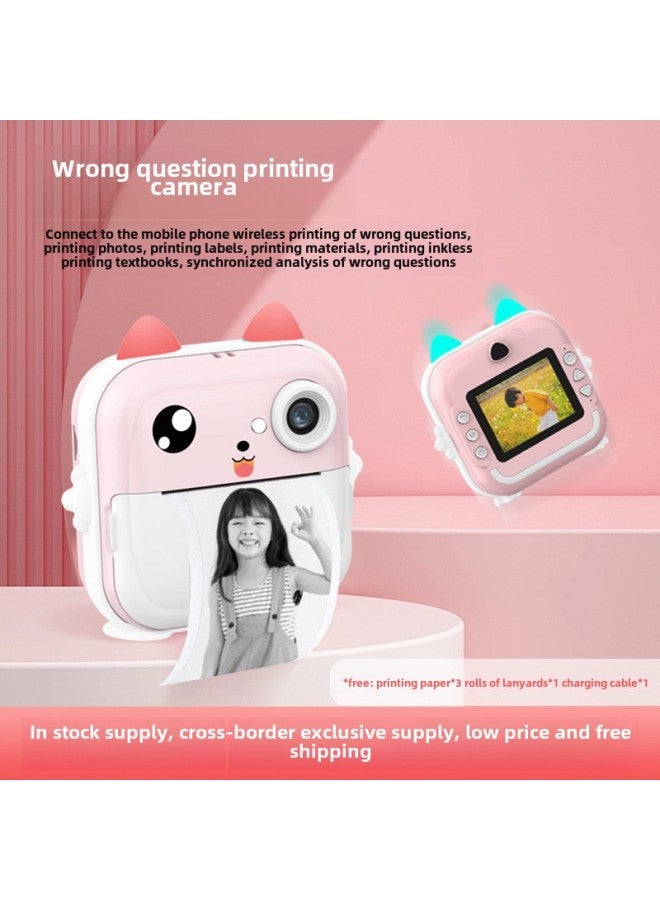 Q5 Clapper Wrong Print Camera Mini Dual Lens SLR Digital Camera Photo Printer-Color:Q5 Pink With App (printing Paper*3+camera+lanyard+charging Cable) - Image 3