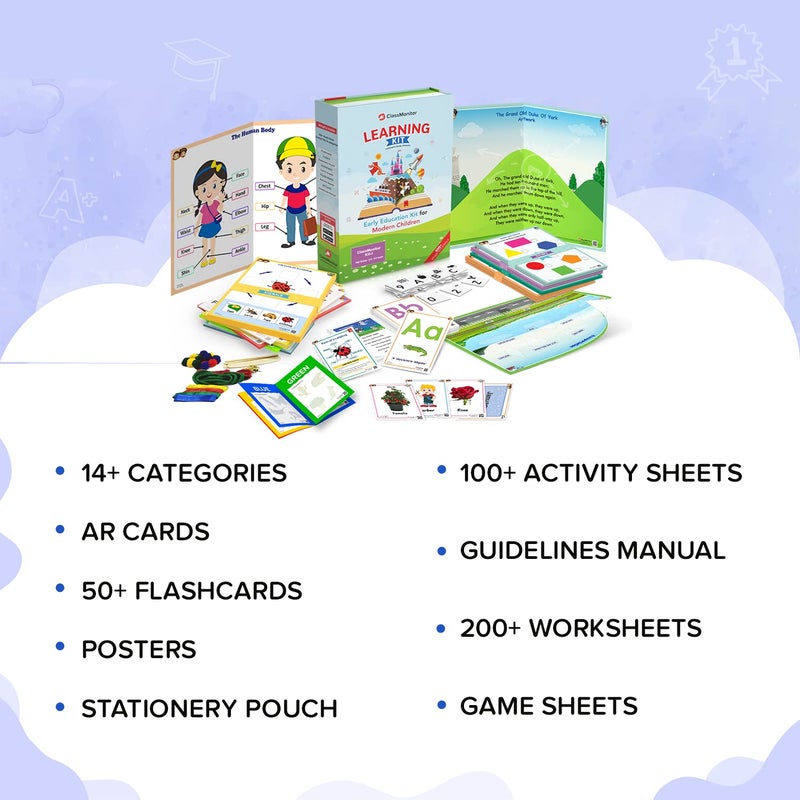 ClassMonitor KG1 Annual Learning Kit for 3 4 5 Years | 300+ Worksheets, Flashcards & Activities | English, Numbers, Shapes, Colors, Stories, Rhymes | Preschool Gift & Educational Kit for Kids - Image 3