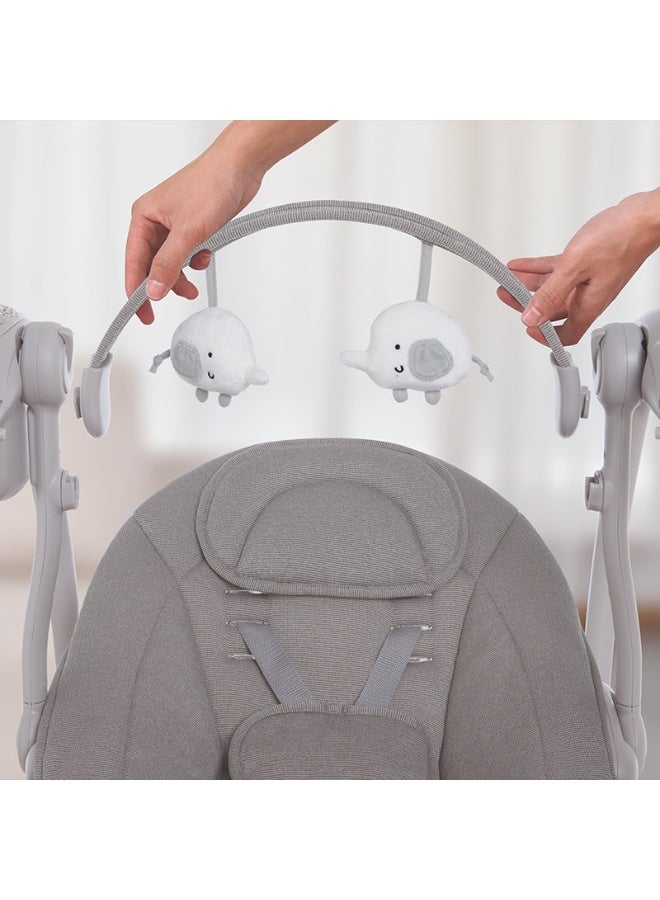 Mastela Automatic Baby Swing for Newborns and Newborns with Music, Breathable Fabric, 2 Stuffed Dolls and Hanging Toys, Powered by Charger or Battery Cell - Image 5