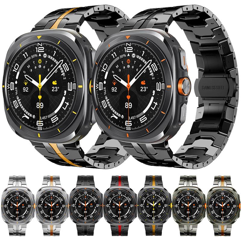 erorex For Samsung Galaxy Watch Ultra / Ultra 2025 Butterfly Buckle Stainless Steel Watch Band(Black) - Image 2