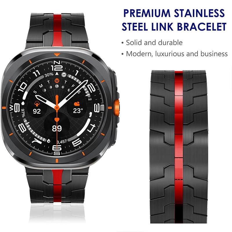 erorex For Samsung Galaxy Watch Ultra / Ultra 2025 Butterfly Buckle Stainless Steel Watch Band(Black) - Image 5