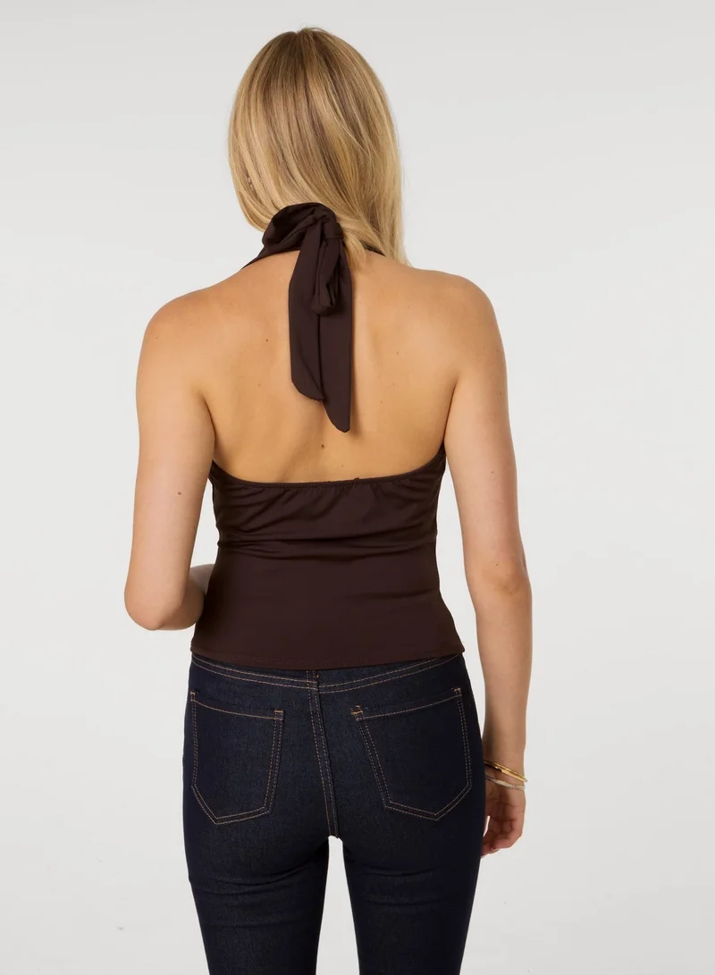 Pink Vanilla Halterneck Cowl Soft Stretch Top