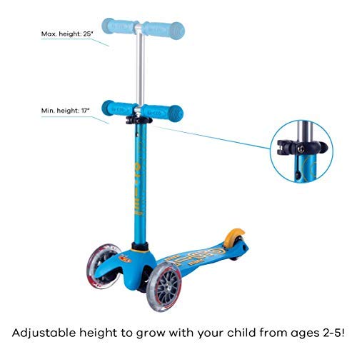 Micro Kickboard - Mini Deluxe - Three Wheeled, Lean-to-Steer Swiss-Designed Micro Scooter for Toddlers & Children with Adjustable Handlebar for Ages 2-5 (Ocean Blue) - Image 5