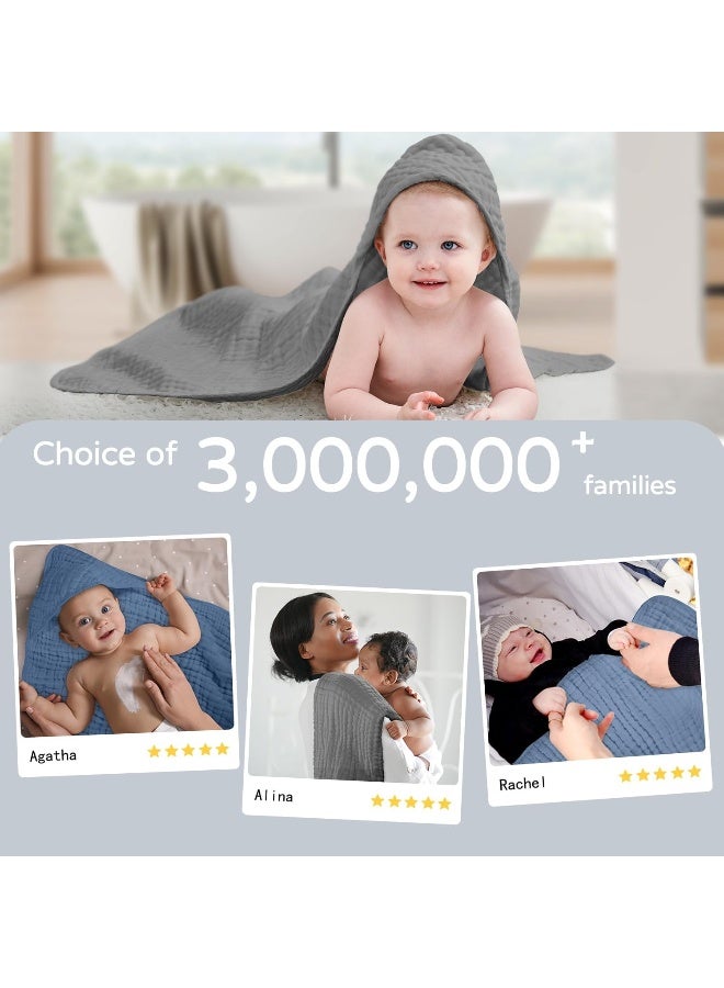 Yoofoss Hooded Baby Towels for Newborn 2 Pack 100% Muslin Cotton Baby Bath Towel with Hood for Babies, Infant, Toddler and Kids, Large 32x32Inch, Soft and Absorbent Newborn Essential - Image 5