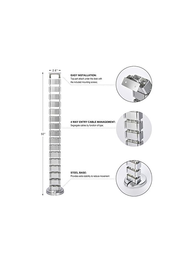 PROMASS promass Vertebrae Cable Management Spine Kit | Height Adjustable Desk Quad Entry Wire Organizer,Gray  - Image 3
