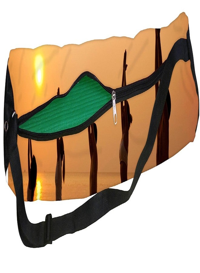 orgner Active Elements Just New Poly Canvas Yoga Mat Bag/Cover. Easy Fit up to 4 mm Thick Yoga Mat. Print Design : Beautiful Sunset Yogi Graphic - Image 1