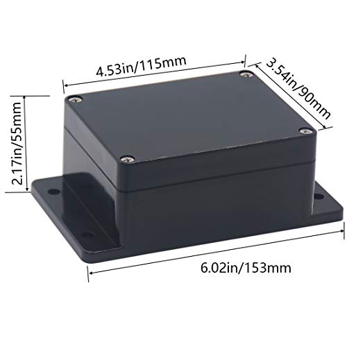 Raculety Project Box IP65 Waterproof Junction Box ABS Plastic Black Electrical Boxes DIY Electronic Project Case Power Enclosure with Fixed Ear, Black4.53 x 3.54 x 2.17 inch - Image 2