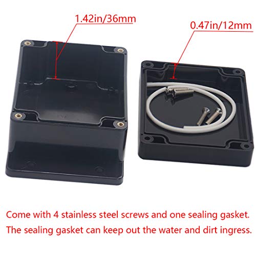 Raculety Project Box IP65 Waterproof Junction Box ABS Plastic Black Electrical Boxes DIY Electronic Project Case Power Enclosure with Fixed Ear, Black4.53 x 3.54 x 2.17 inch - Image 4