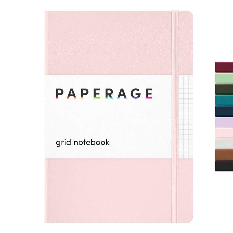 PAPERAGE Graph Paper Journal Notebook, (Blush), 160 Pages, Medium 5.6 in x 8 in - 100 GSM Thick Paper â€“ Hardcover Grid Notebook for Work or School - Image 1