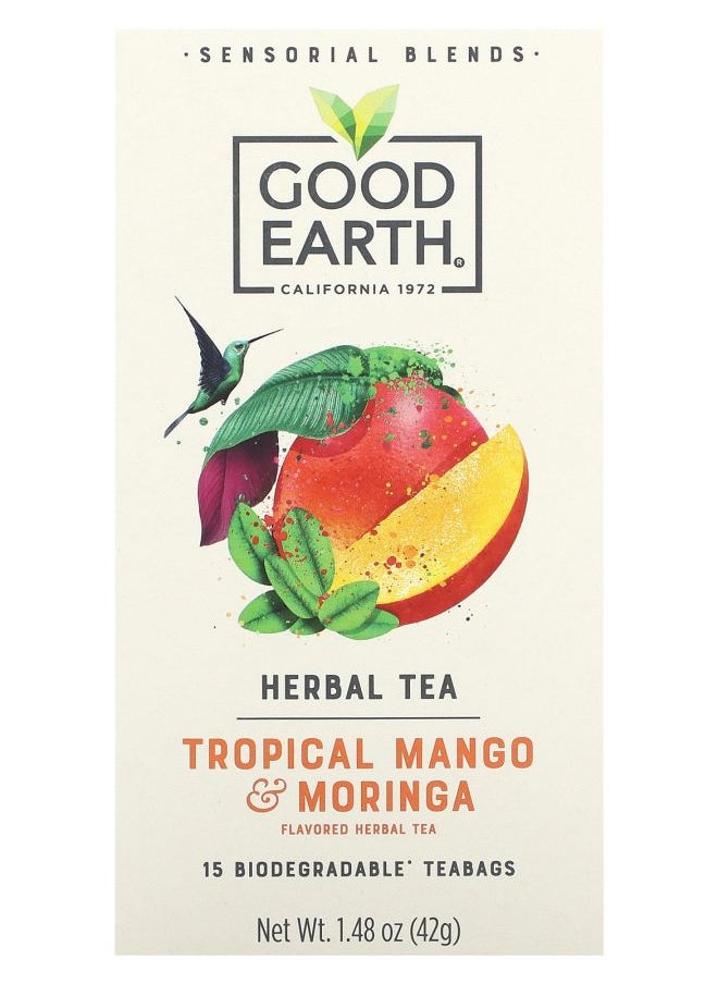 Good Earth - Sensorial Blends Herbal Tea Tropical Mango & Moringa 15 Biodegradable Teabags 1.48 oz (42 g) - Image 1
