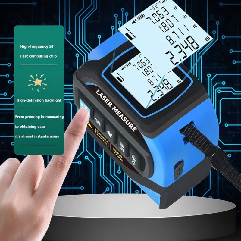 4-in-1 Digital Laser Tape Measure 40m Laser Distance Meter 5m Tape Dual-Axis Electronic Level Crosshair Markings Rechargeable Backlit LCD Display - Image 4