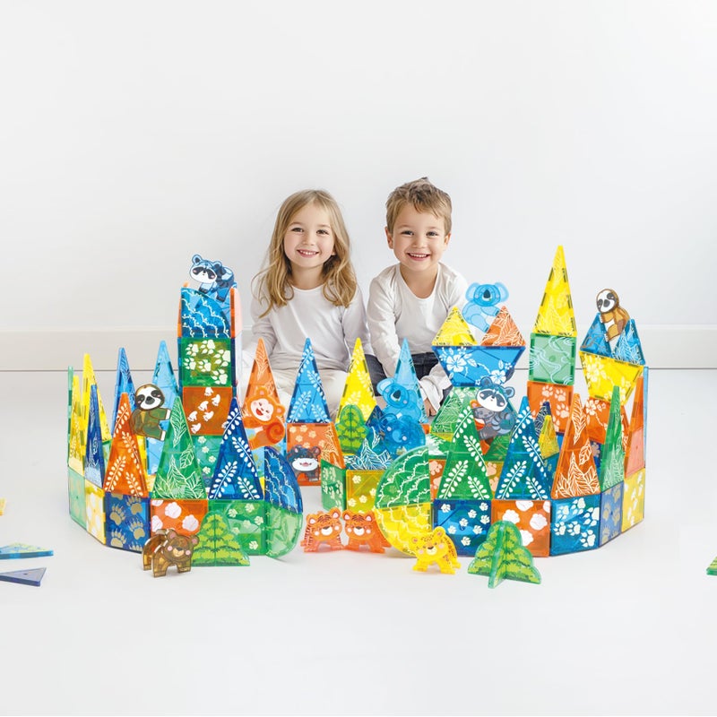MEGAGONTILES Zoo Animals Magnetic Tiles Set 108PCS | STEM-Authenticated Magnetic Building Blocks with Animal Figures | Educational Construction Toy for Toddlers & Kids Ages 3â€“8 (Boys & Girls) - Image 4