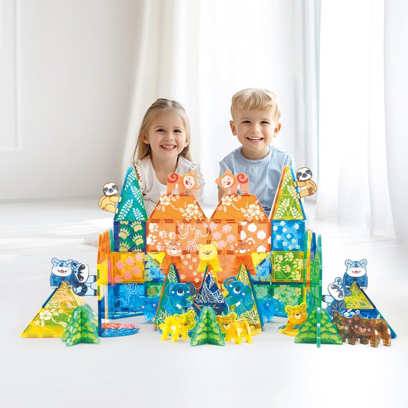 MEGAGONTILES Zoo Animals Magnetic Tiles Set 108PCS | STEM-Authenticated Magnetic Building Blocks with Animal Figures | Educational Construction Toy for Toddlers & Kids Ages 3â€“8 (Boys & Girls) - Image 5