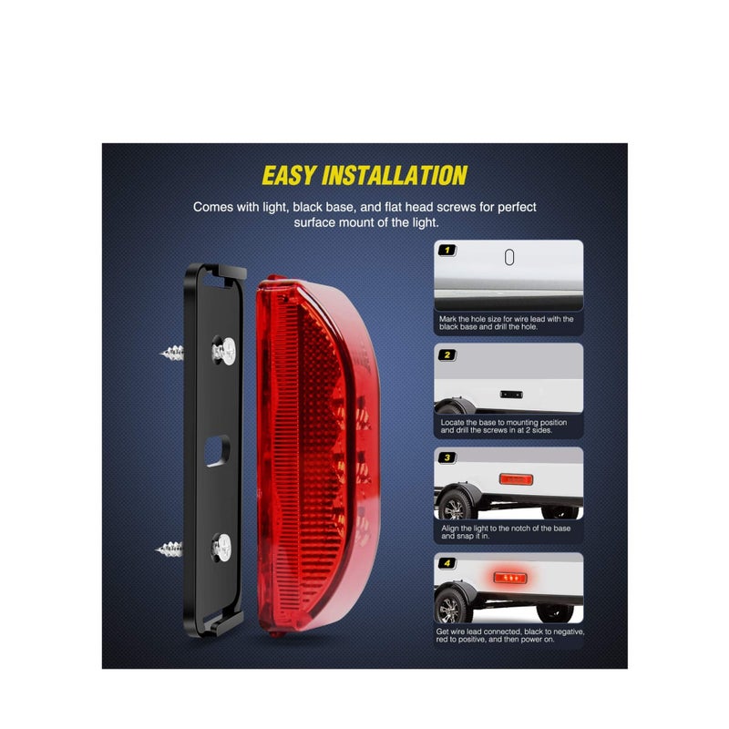 SOLARAE LED Marker Light TL-33 4PCS 3.9 Inch 3 Led Truck Trailer Light Front Rear LED Side Marker Lights Clearance Indicator Lamp Waterproof Sealed Surface Mounted LED Marker Light - Image 5