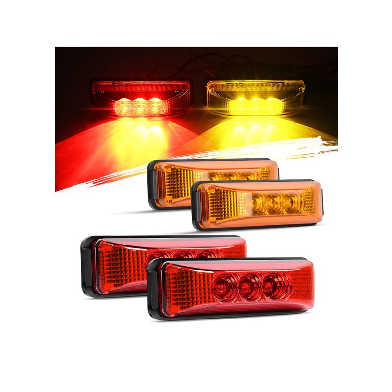 SOLARAE LED Marker Light TL-33 4PCS 3.9 Inch 3 Led Truck Trailer Light Front Rear LED Side Marker Lights Clearance Indicator Lamp Waterproof Sealed Surface Mounted LED Marker Light - Image 1