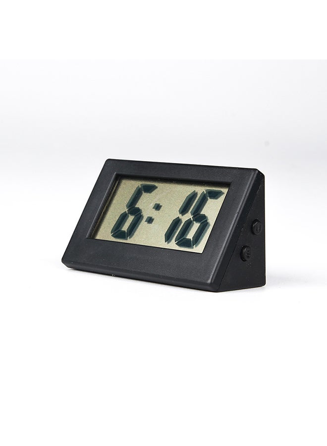 Lcd Digital Car Clock With Sticky Pad, Small Digital Time Display, Portable Electronic Desk Clock, Suitable For Car Dashboards, Home Offices, Triangular Black.