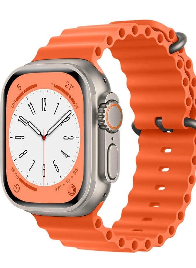 Smart Watch from - W & O - Model - X8+ ULTRA - Works on all mobile phones - With Bluetooth and communication technology - Receive all notifications - Silver in orange color - Image 1