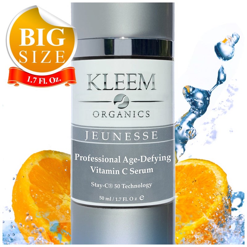 Kleem Organics Kleem Pure Vitamin C Serum for Face with Hyaluronic Acid Vitamin E Anti Aging Vitamin C for Women to Boost Collagen Reduce Wrinkle Acne Dark Spot Sun Damage Vit C Serum 50ml
