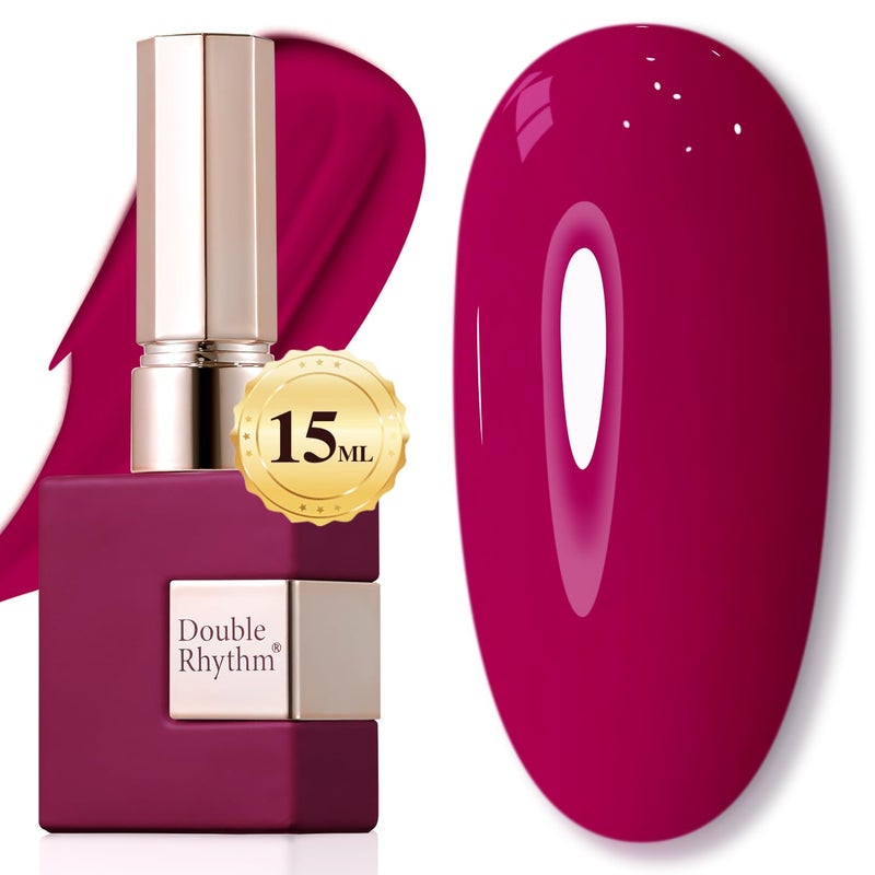 Double Rhythm 15ML Gel Polish Pure Sheer Same Color Same Bottle Soak Off Gel Polish Art Manicure Salon DIY at Home for Women (Wine Red-A1456) - Image 1
