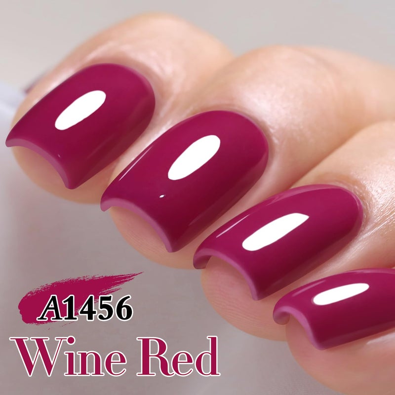 Double Rhythm 15ML Gel Polish Pure Sheer Same Color Same Bottle Soak Off Gel Polish Art Manicure Salon DIY at Home for Women (Wine Red-A1456) - Image 3