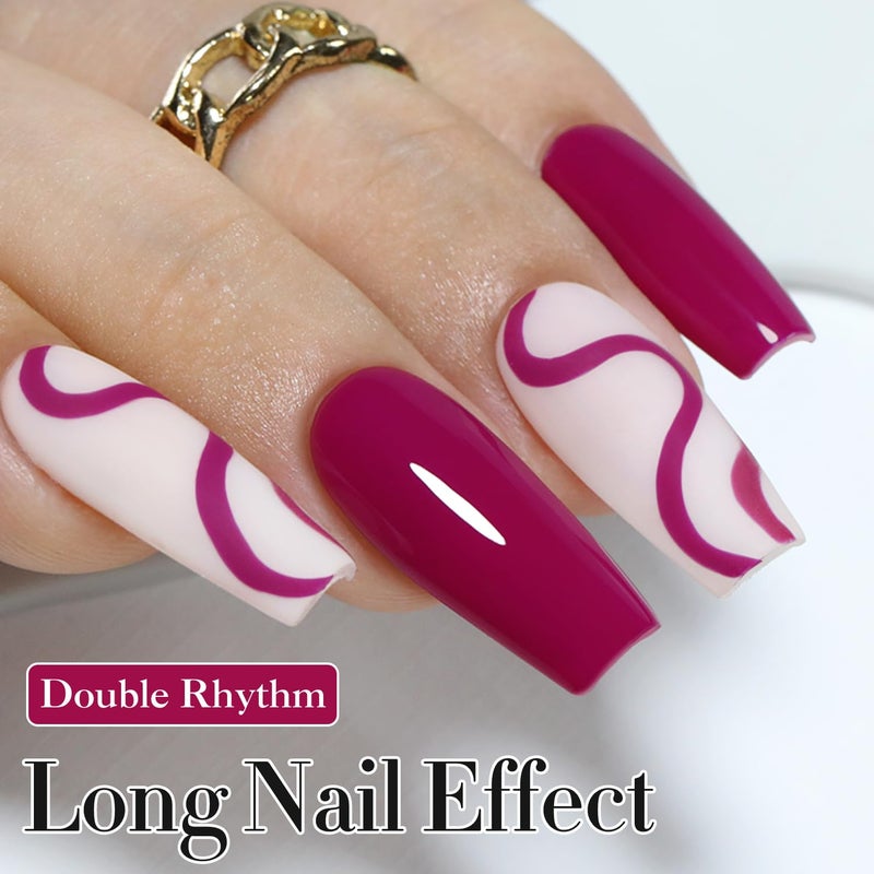 Double Rhythm 15ML Gel Polish Pure Sheer Same Color Same Bottle Soak Off Gel Polish Art Manicure Salon DIY at Home for Women (Wine Red-A1456) - Image 4