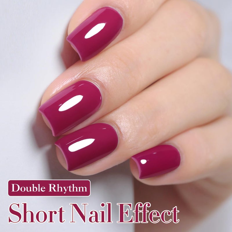Double Rhythm 15ML Gel Polish Pure Sheer Same Color Same Bottle Soak Off Gel Polish Art Manicure Salon DIY at Home for Women (Wine Red-A1456) - Image 2